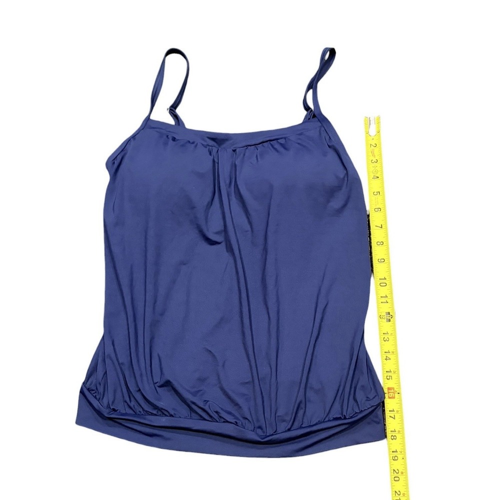 Lands End Womens 8 Blouson Tummy Hiding Tankini Top Swimsuit Blue Shelf Bra NWT - Picture 5 of 7